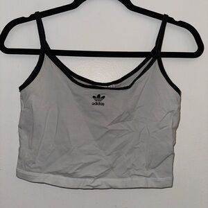 Adidas White and Black Crop Top